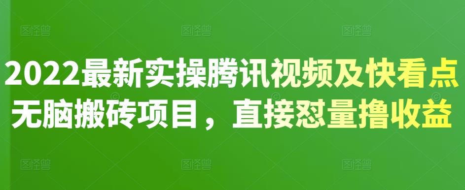 2022最新实操腾讯视频及快看点无脑搬砖项目，直接怼量撸收益￼-网创资源库