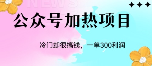 冷门公众号加热项目，一单利润300+-网创资源库