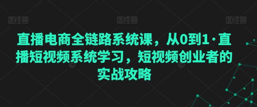 直播电商全链路系统课，从0到1·直播短视频系统学习，短视频创业者的实战攻略-网创资源库