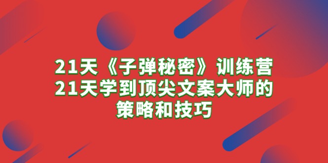 （10209期）21天《子弹秘密》训练营，21天学到顶尖文案大师的策略和技巧-网创资源库