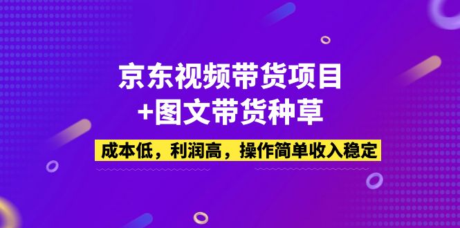 京东视频带货项目+图文带货种草，成本低，利润高，操作简单收入稳定-网创资源库