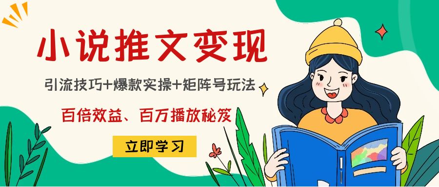 小说推文训练营：引流技巧+爆款实操+矩阵号玩法，百倍效益、百万播放秘笈-网创资源库