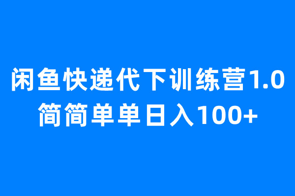 闲鱼快递代下训练营1.0，简简单单日入100+-网创资源库