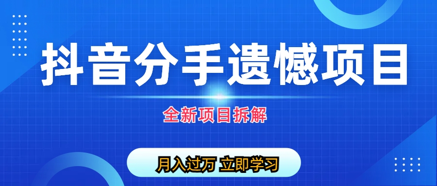 自媒体抖音分手遗憾项目私域项目拆解-网创资源库