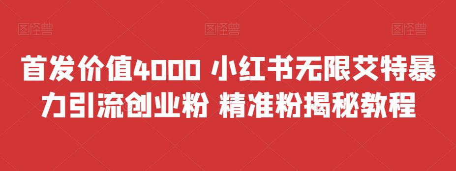 首发价值4000 小红书无限艾特暴力引流创业粉 精准粉揭秘教程-网创资源库