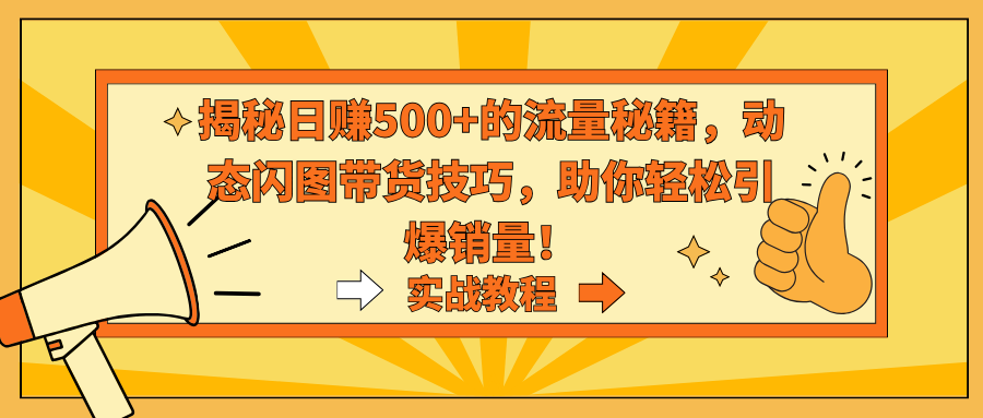 揭秘日赚500+的流量秘籍，动态闪图带货技巧，助你轻松引爆销量！-网创资源库