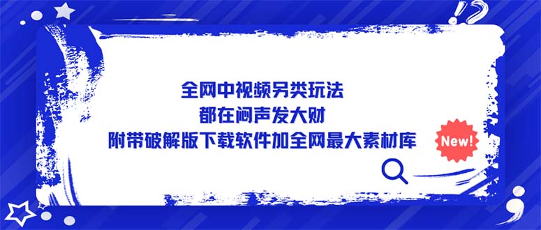 全网中视频另类玩法，都在闷声发大财，附带破解版下载软件加全网最大素材库-网创资源库