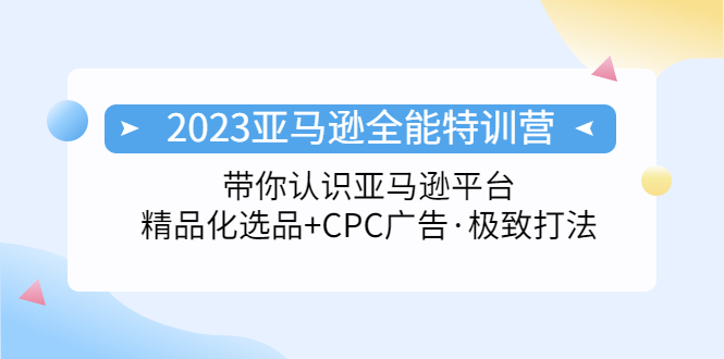 2023亚马逊全能特训营：玩转亚马逊平台+精品化·选品+CPC广告·极致打法-网创资源库