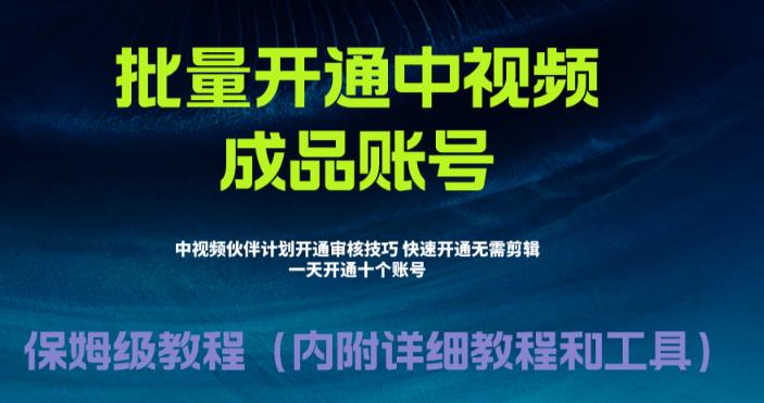 外面收费1980暴力开通中视频计划教程，附 快速通过中视频伙伴计划的办法-网创资源库