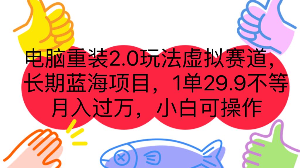 电脑重装2.0玩法虚拟赛道，长期蓝海项目 一单29.9不等 月入过万 小白可操作-网创资源库