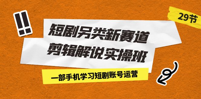 短剧另类新赛道剪辑解说实操班：一部手机学习短剧账号运营（29节 价值500）-网创资源库