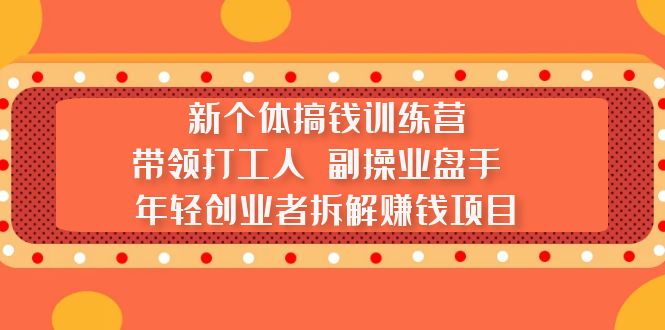 新个体搞钱训练营：带领打工人 副操业盘手 年轻创业者拆解赚钱项目-网创资源库