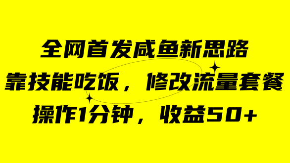 咸鱼冷门新玩法，靠“技能吃饭”，修改流量套餐，操作1分钟，收益50+-网创资源库