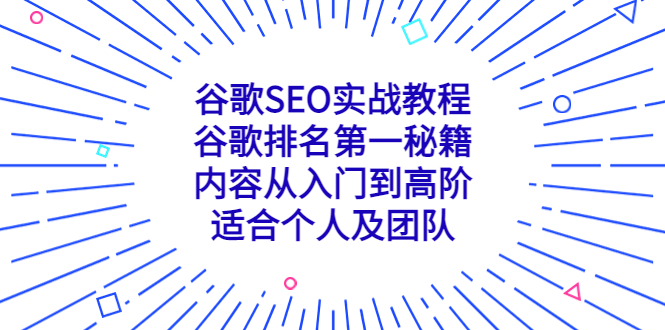 谷歌SEO实战教程：谷歌排名第一秘籍，内容从入门到高阶，适合个人及团队-网创资源库