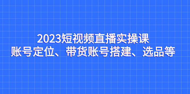 2023短视频直播实操课，账号定位、带货账号搭建、选品等-网创资源库