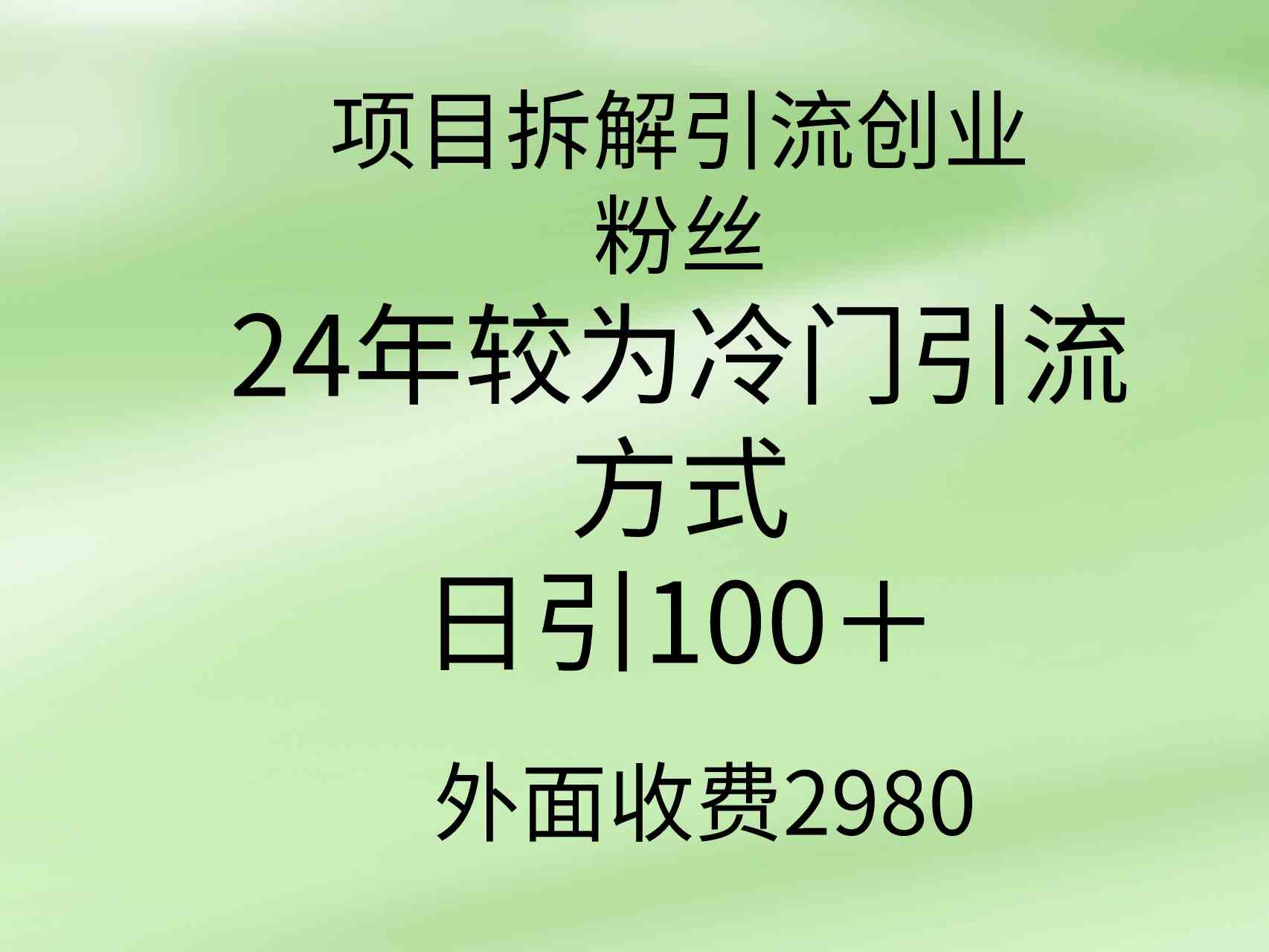 （9489期）项目拆解引流创业粉丝，24年较冷门引流方式，轻松日引100＋-网创资源库