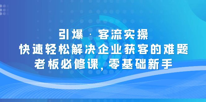 引爆·客流实操：快速轻松解决企业获客的难题，老板必修课，零基础新手-网创资源库