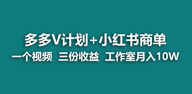 【蓝海项目】多多v计划+小红书商单 一个视频三份收益 工作室月入10w-网创资源库