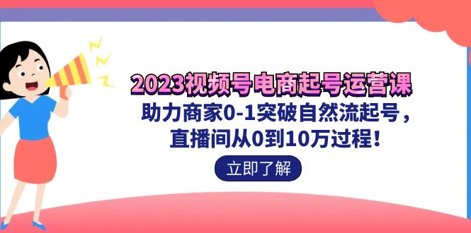 2023视频号-电商起号运营课 助力商家0-1突破自然流起号 直播间从0到10w过程-网创资源库