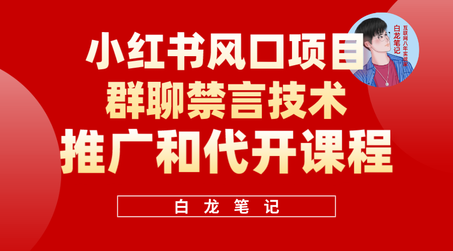 小红书风口项目日入300+，小红书群聊禁言技术代开项目，适合新手操作-网创资源库