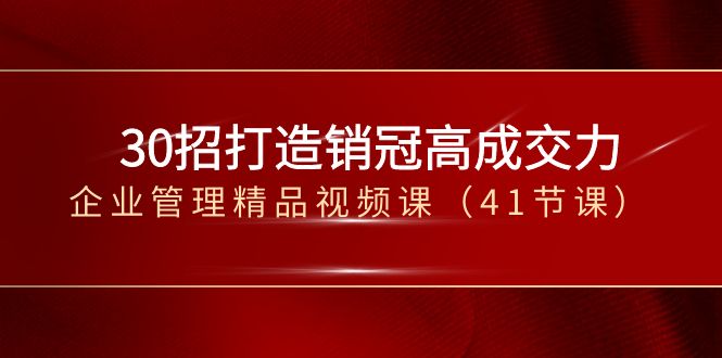 30招-打造销冠高成交力-企业管理精品视频课（41节课）-网创资源库