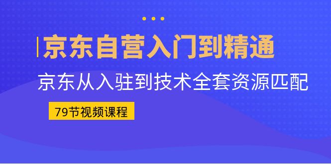 京东自营入门到精通：京东从入驻到技术全套资源匹配（79节课）-网创资源库