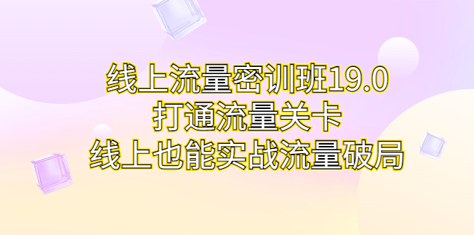 线上流量密训班19.0，打通流量关卡，线上也能实战流量破局-网创资源库