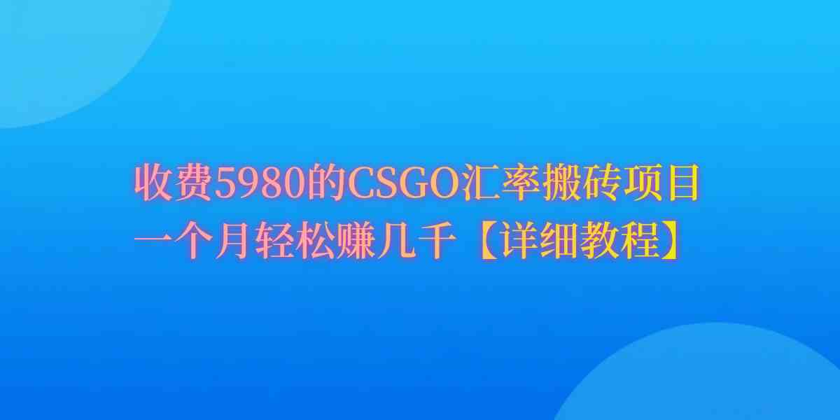 （9776期）CSGO装备搬砖，月综合收益率高达60%，你也可以！-网创资源库