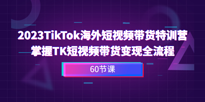 2023-TikTok海外短视频带货特训营，掌握TK短视频带货变现全流程（60节课）-网创资源库