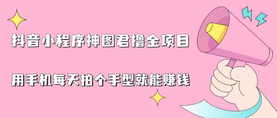 抖音小程序神图君撸金项目，用手机每天拍个手型挂载一下小程序就能赚钱-网创资源库