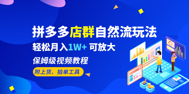 拼多多店群自然流玩法，轻松月入1W+ 保姆级视频教程（附上货、拍单工具）-网创资源库