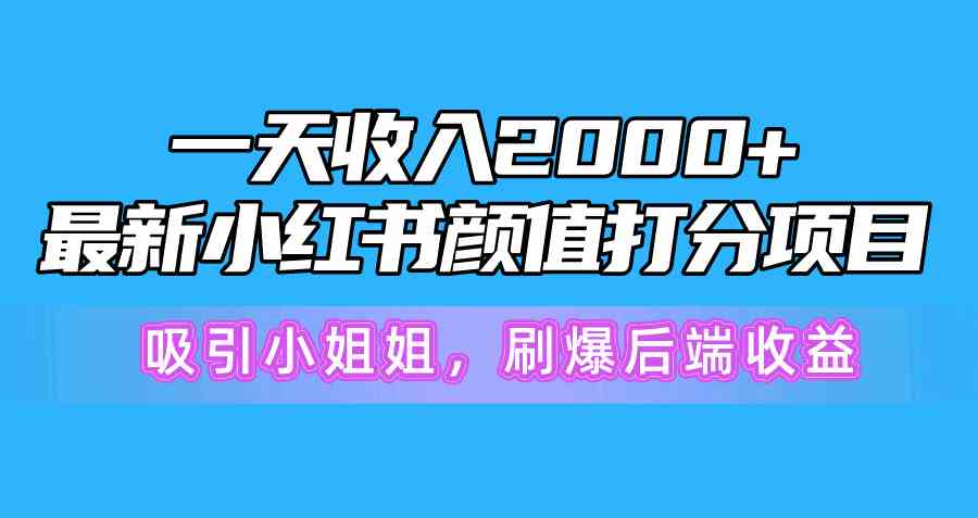 （10187期）一天收入2000+，最新小红书颜值打分项目，吸引小姐姐，刷爆后端收益-网创资源库