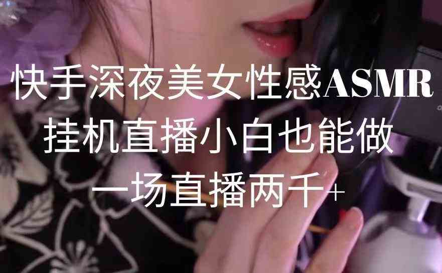 （9243期）快手深夜美女性感ASMR挂机直播，小白也能做，一场直播两千+-网创资源库