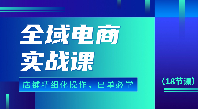 全域电商实战课，个人店铺精细化操作流程，出单必学内容（18节课）-网创资源库