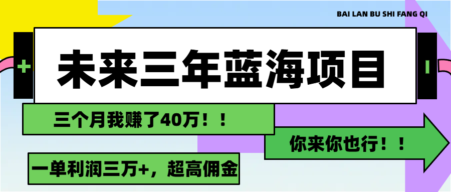 未来三年，蓝海赛道，月入3万+-网创资源库