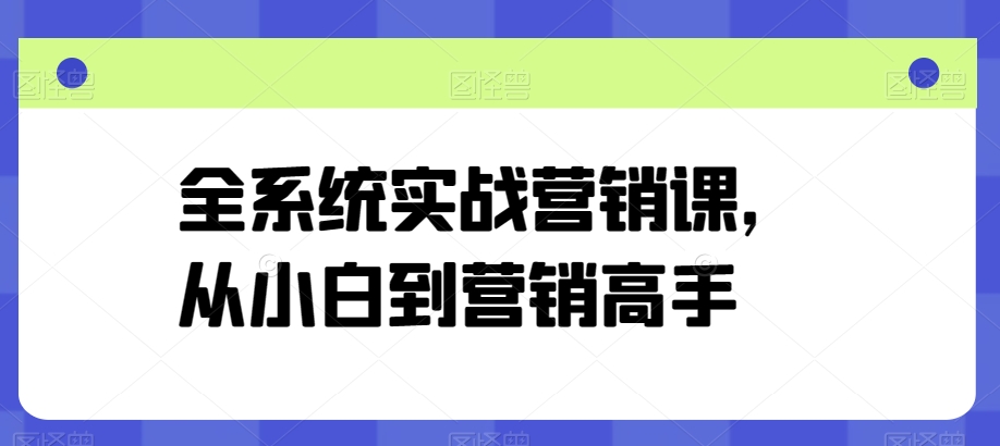 全系统实战营销课，从小白到营销高手-网创资源库