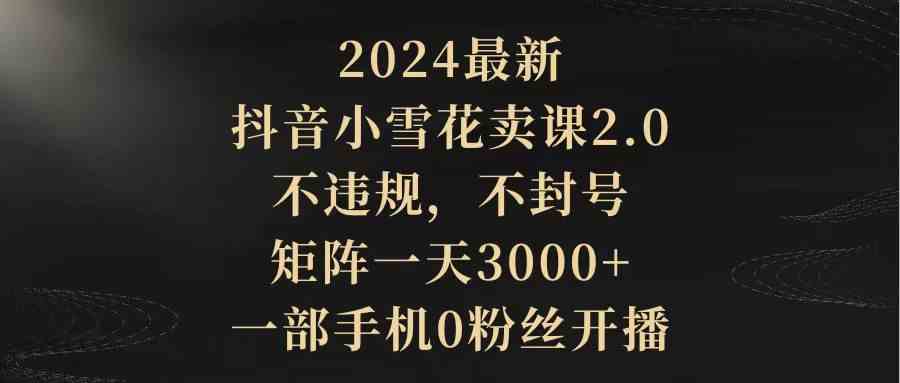 （9639期）2024最新抖音小雪花卖课2.0 不违规 不封号 矩阵一天3000+一部手机0粉丝开播-网创资源库