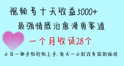 十天收益5000+，多平台捞金，视频号情感治愈漫剪，一个月收徒28个，小白一部手机轻松上手-网创资源库