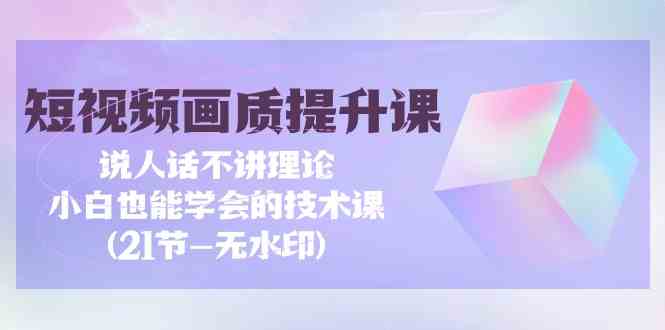 （9659期）短视频-画质提升课，说人话不讲理论，小白也能学会的技术课(21节-无水印)-网创资源库