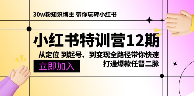 （10666期）小红书特训营12期：从定位 到起号、到变现全路径带你快速打通爆款任督二脉-网创资源库