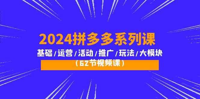 （10019期）2024拼多多系列课：基础/运营/活动/推广/玩法/大模块（62节视频课）-网创资源库