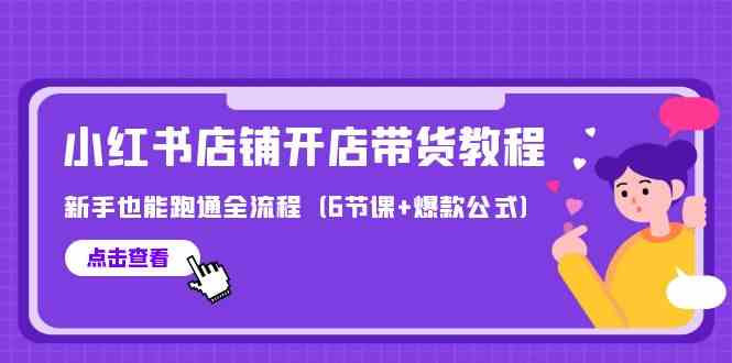 （9883期）最新小红书店铺开店带货教程，新手也能跑通全流程（6节课+爆款公式）-网创资源库