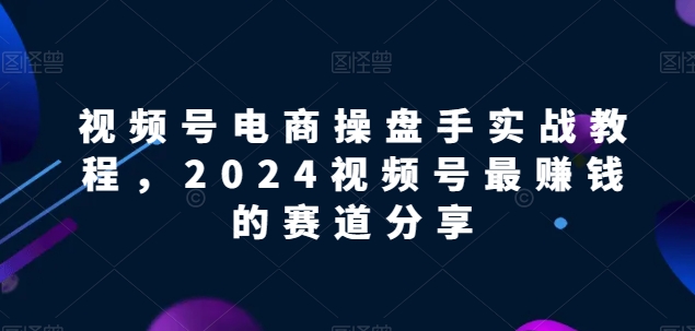 视频号电商实战教程，2024视频号最赚钱的赛道分享-网创资源库