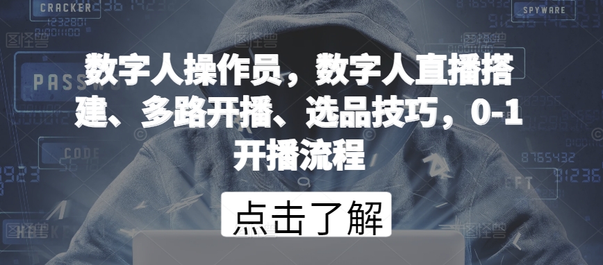 数字人操作员，数字人直播搭建、多路开播、选品技巧，0-1开播流程-网创资源库