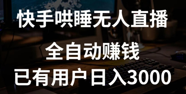 快手哄睡无人直播+独家挂载技术，已有用户日入3000+【赚钱流程+直播素材】-网创资源库