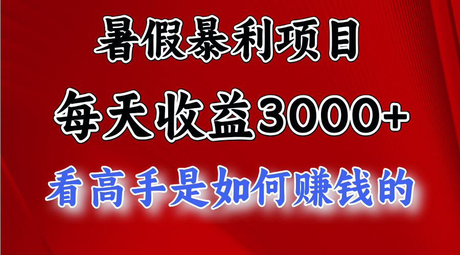 暑假暴利项目，每天收益3000+ 努努力能达到5000+，暑假大流量来了-网创资源库