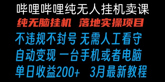 哔哩哔哩纯无脑挂机卖课 单号日收益200+ 手机就能做-网创资源库