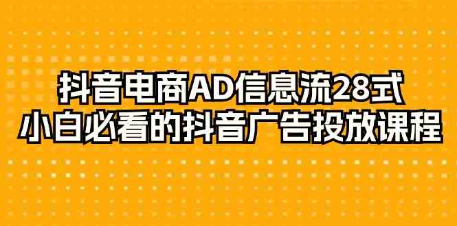 抖音电商AD信息流28式，小白必看的抖音广告投放课程（29节课）-网创资源库