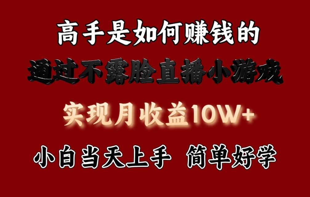 每天收益3800+，来看高手是怎么赚钱的，新玩法不露脸直播小游戏，小白当天上手-网创资源库