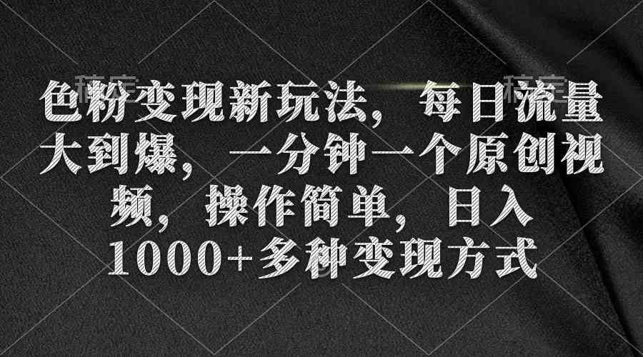 （9282期）色粉变现新玩法，每日流量大到爆，一分钟一个原创视频，操作简单，日入1…-网创资源库